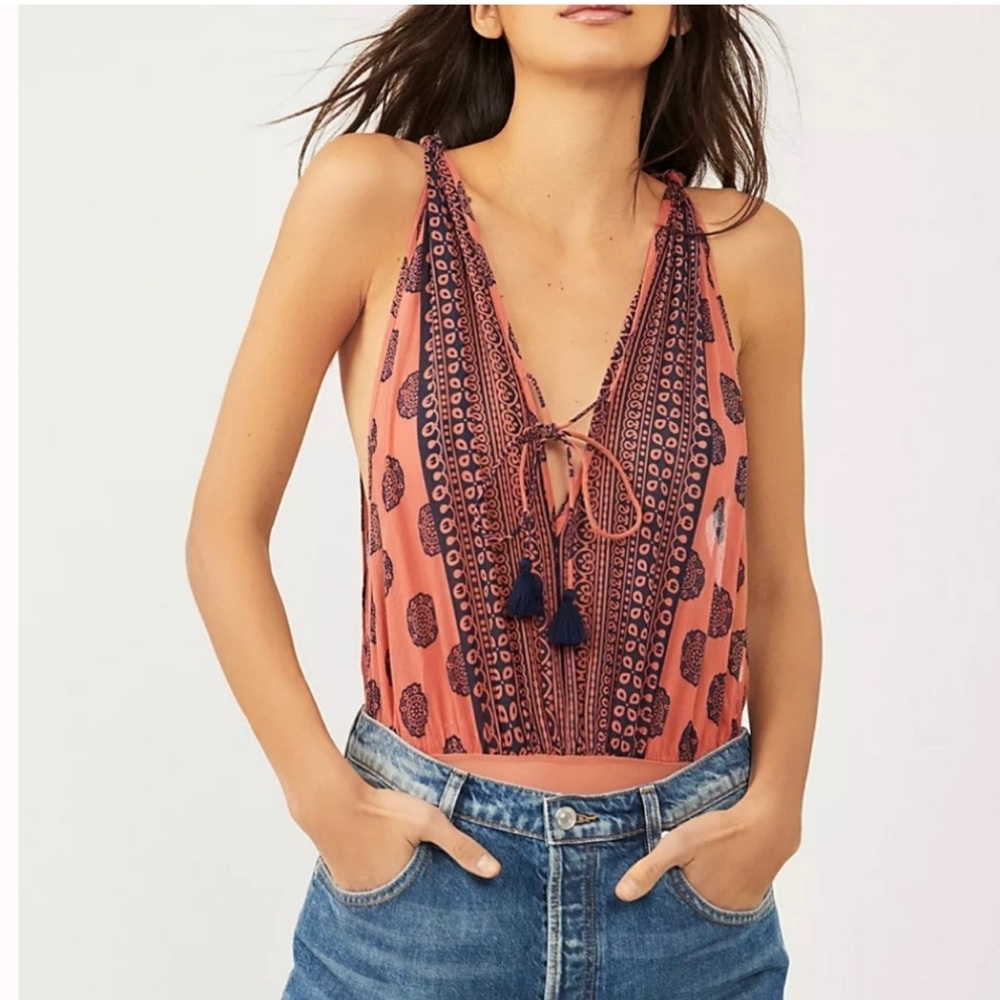 NWT Free People Soul Of The Sun Cotton Bodysuit Brick Combo - Choose Sz - Picture 2 of 11